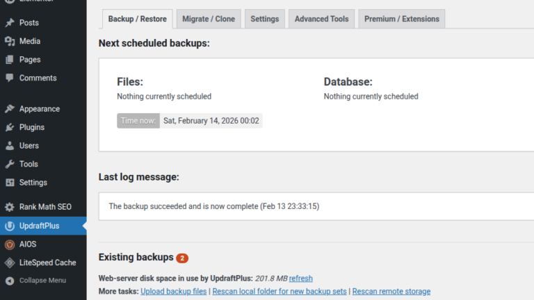 Updraft - Backup and Restore